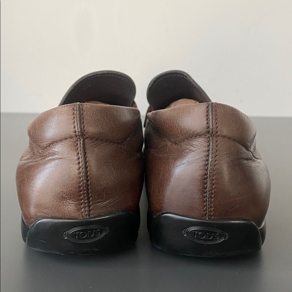 Tod's Brown Leather Driver’s Loafers 9.5 Designer Luxury Country Club Old Money - Picture 6 of 12